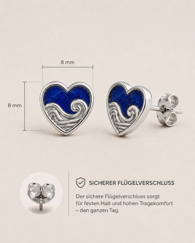 Preview: Ahava Ohrringe 8x8 mm Lapis Sterling Silber rhodiniert